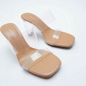 Zara Basics clear heel/clear straps sandals